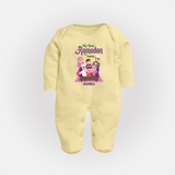 My First Ramadan - Filled with Gratitude With Our Customized Sleep Suit For Babies With Name - PASTEL YELLOW - New Born (Chest 7.5")