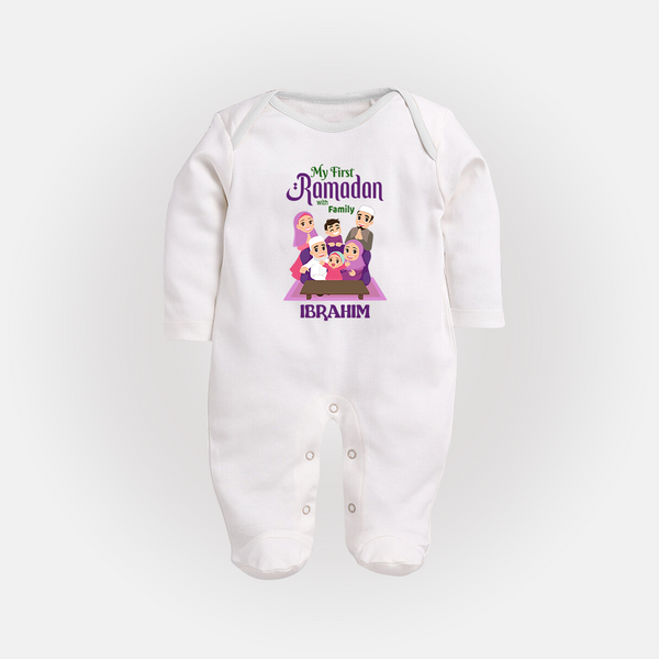 Personalised My First Ramadan Celebration Fullbody Suit for Kids - WHITE - New Born (Chest 7.5")