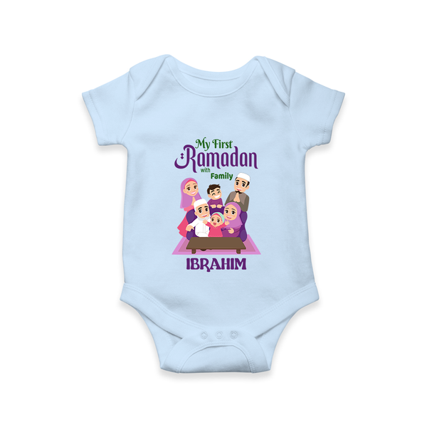 Personalised My First Ramadan Celebration Romper for Kids - BABY BLUE - New Born (Chest 14")