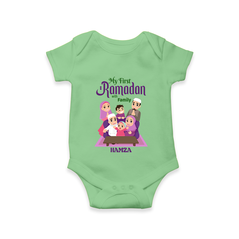 My First Ramadan - Filled with Gratitude With Our Customized Romper For Babies With Name - GREEN - 0 - 3 Months Old (Chest 16")