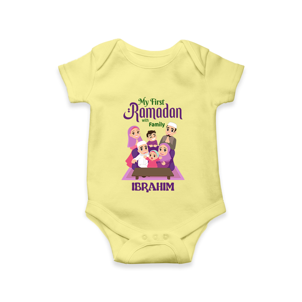Personalised My First Ramadan Celebration Romper for Kids - PASTEL YELLOW - New Born (Chest 14")