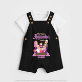 My First Ramadan - Filled with Gratitude With Our Customized Dungaree Set For Kids With Name - BLACK - 0 - 5 Months Old (Chest 18")