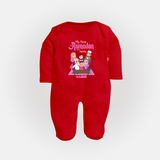 My First Ramadan - Filled with Gratitude With Our Customized Sleep Suit For Babies With Name - RED - New Born (Chest 7.5")