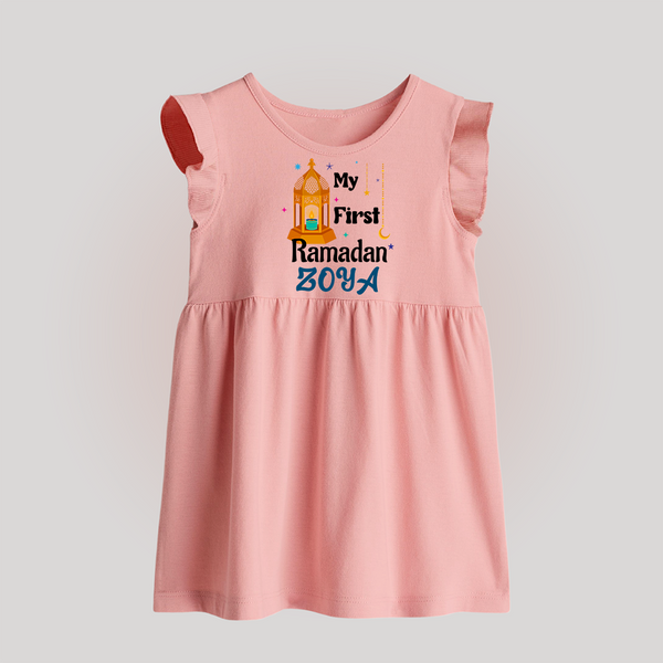 My First Ramadan Gift Baby Frock - BABY PINK - 0 - 3 Months Old (Chest 17")