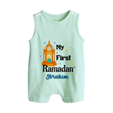 My First Ramadan - A Heart Full of Peace With Our Customized Romper Suit For Babies With Name - MINT GREEN - 0 - 5 Months Old (Chest 18")