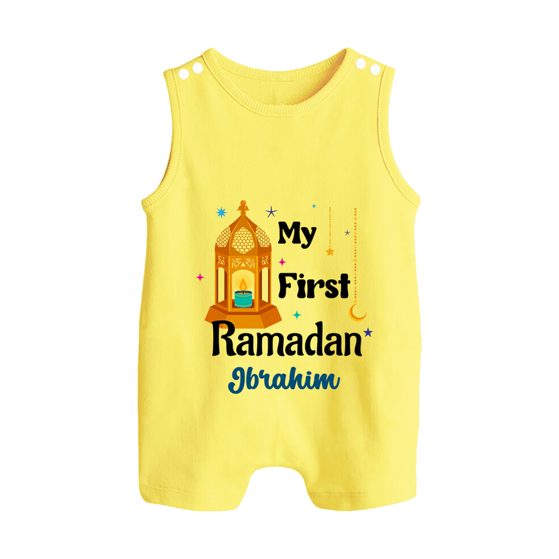 My First Ramadan - A Heart Full of Peace With Our Customized Romper Suit For Babies With Name - PASTEL YELLOW - 0 - 5 Months Old (Chest 18")