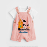 My First Ramadan - A Heart Full of Peace With Our Customized Dungaree Set For Kids With Name - PEACH - 0 - 5 Months Old (Chest 18")