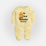 My First Ramadan - A Heart Full of Peace With Our Customized Sleep Suit For Babies With Name - PASTEL YELLOW - New Born (Chest 7.5")