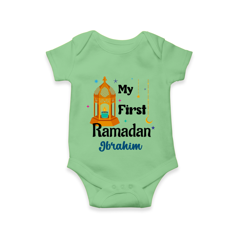 My First Ramadan - A Heart Full of Peace With Our Customized Romper For Babies With Name - GREEN - 0 - 3 Months Old (Chest 16")