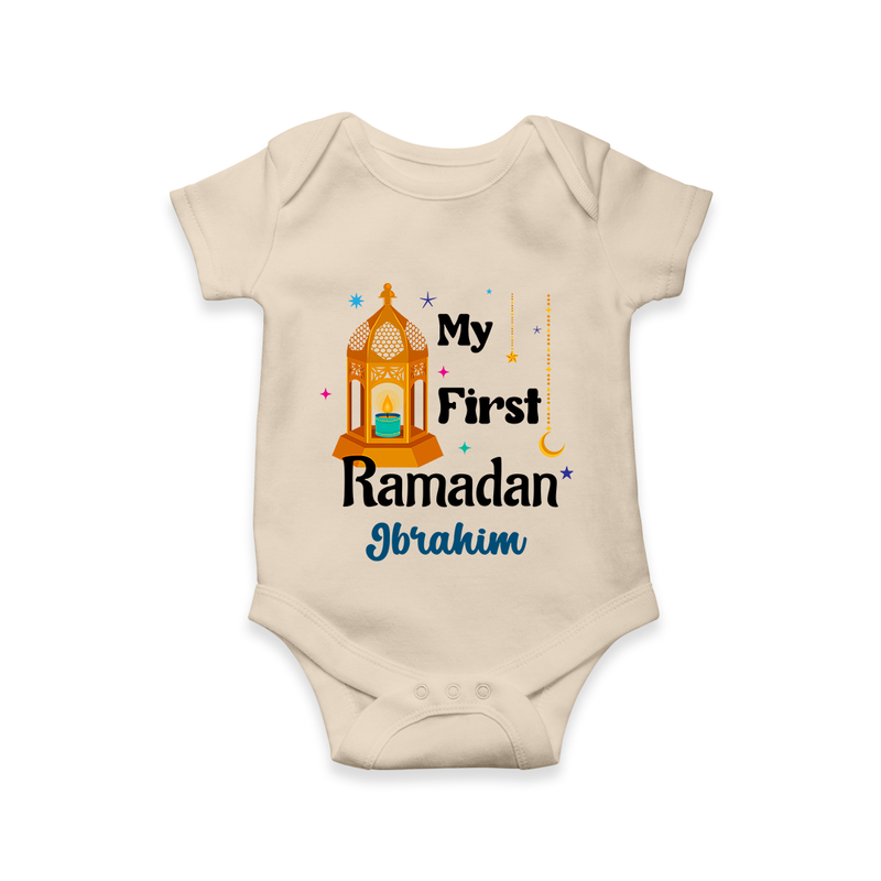 My First Ramadan - A Heart Full of Peace With Our Customized Romper For Babies With Name - IVORY - 0 - 3 Months Old (Chest 16")