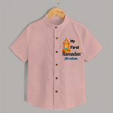 My First Ramadan - A Heart Full of Peace With Our Customized Shirt For Kids With Name - PEACH - 0 - 6 Months Old (Chest 23")