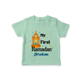 My First Ramadan - A Heart Full of Peace With Our Customized T-Shirt For Kids With Name - MINT GREEN - 0-5 Months Old (Chest 17")