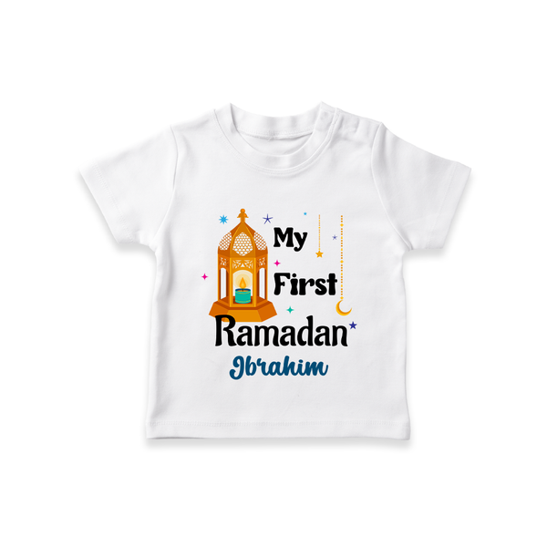 My First Ramadan - A Heart Full of Peace With Our Customized T-Shirt For Kids With Name - WHITE - 0-5 Months Old (Chest 17")