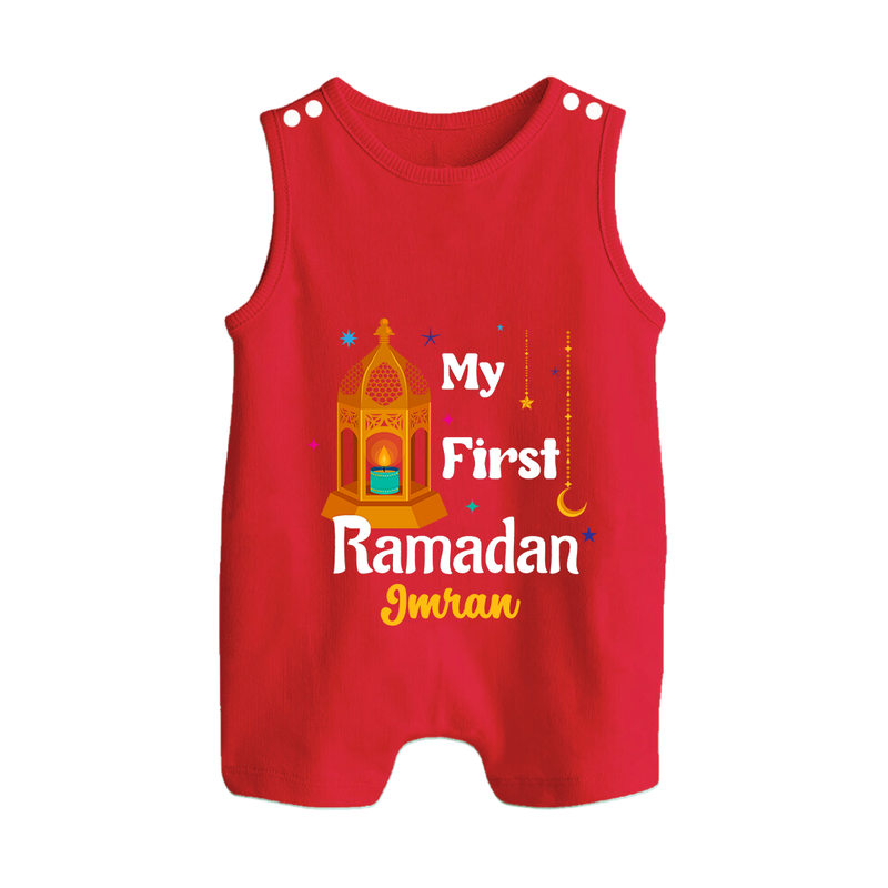 My First Ramadan - A Heart Full of Peace With Our Customized Romper Suit For Babies With Name - RED - 0 - 5 Months Old (Chest 18")