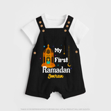 My First Ramadan - A Heart Full of Peace With Our Customized Dungaree Set For Kids With Name - BLACK - 0 - 5 Months Old (Chest 18")