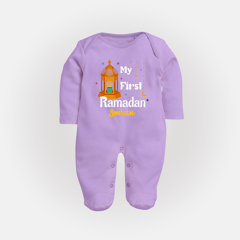 My First Ramadan - A Heart Full of Peace With Our Customized Sleep Suit For Babies With Name - LILAC - New Born (Chest 7.5")