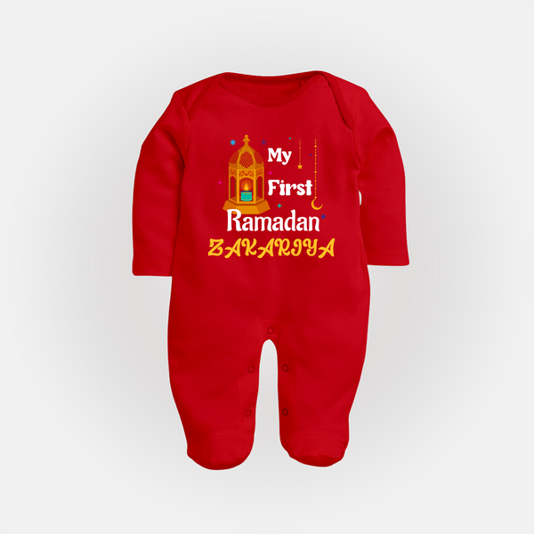 My First Ramadan Gift Fullbody Suit - RED - New Born (Chest 7.5")