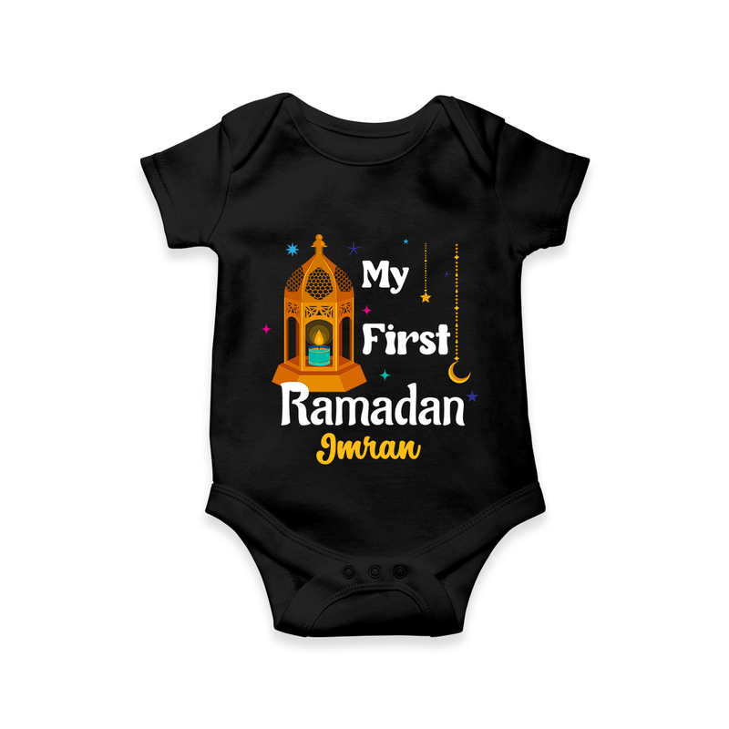 My First Ramadan - A Heart Full of Peace With Our Customized Romper For Babies With Name - BLACK - 0 - 3 Months Old (Chest 16")