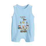 Personalised “I’m Here for Iftar” Kids Romper Suit with Name - BABY BLUE - 0 - 5 Months Old (Chest 18")