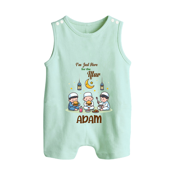 Personalised “I’m Here for Iftar” Kids Romper Suit with Name - MINT GREEN - 0 - 5 Months Old (Chest 18")
