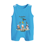 I'm Just Here For The Iftar - Ramadan Themed Customized Romper Suit For Babies With Name - ROYAL BLUE - 0 - 5 Months Old (Chest 18")