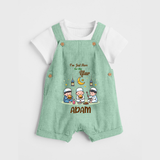Personalised “I’m Here for Iftar” Kids Dungaree with Name - MINT GREEN - 0 - 5 Months Old (Chest 18")