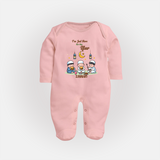 I'm Just Here For The Iftar - Ramadan Themed Customized Sleep Suit For Babies With Name - BABY PINK - New Born (Chest 7.5")