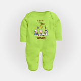 Personalised “I’m Here for Iftar” Kids Fullbody Suit with Name - LIME GREEN - New Born (Chest 7.5")