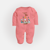 I'm Just Here For The Iftar - Ramadan Themed Customized Sleep Suit For Babies With Name - PEACH - New Born (Chest 7.5")