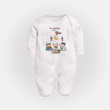 I'm Just Here For The Iftar - Ramadan Themed Customized Sleep Suit For Babies With Name - WHITE - New Born (Chest 7.5")