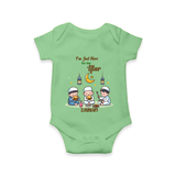 I'm Just Here For The Iftar - Ramadan Themed Customized Romper For Babies With Name - GREEN - 0 - 3 Months Old (Chest 16")