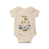 I'm Just Here For The Iftar - Ramadan Themed Customized Romper For Babies With Name - IVORY - 0 - 3 Months Old (Chest 16")