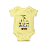 Personalised “I’m Here for Iftar” Kids Romper with Name - PASTEL YELLOW - New Born (Chest 14")