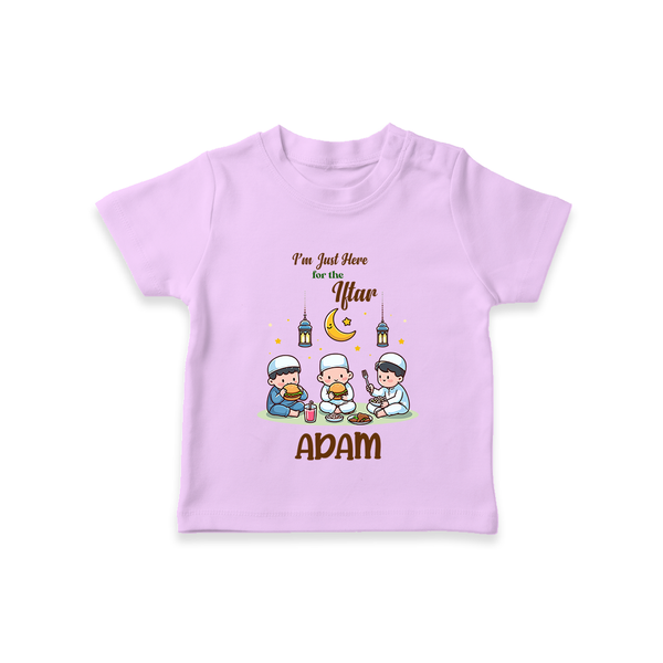 Personalised “I’m Here for Iftar” Kids T-Shirt with Name - LILAC - 0-5 Months Old (Chest 17")