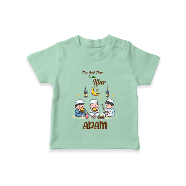 Personalised “I’m Here for Iftar” Kids T-Shirt with Name - MINT GREEN - 0-5 Months Old (Chest 17")