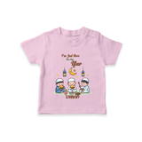 I'm Just Here For The Iftar - Ramadan Themed Customized T-Shirt For Kids With Name - PINK - 0-5 Months Old (Chest 17")