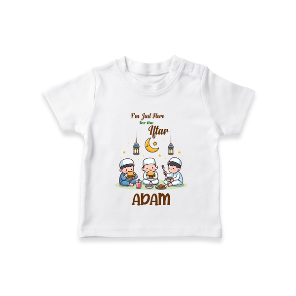Personalised “I’m Here for Iftar” Kids T-Shirt with Name - WHITE - 0-5 Months Old (Chest 17")