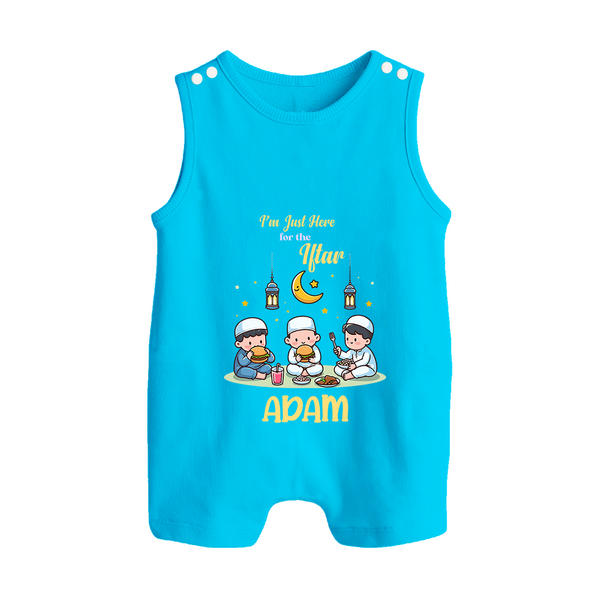 Personalised “I’m Here for Iftar” Kids Romper Suit with Name - SKY BLUE - 0 - 5 Months Old (Chest 18")