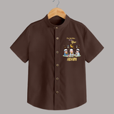 Personalised “I’m Here for Iftar” Kids Shirt with Name - CHOCOLATE BROWN - 0 - 6 Months Old (Chest 23")