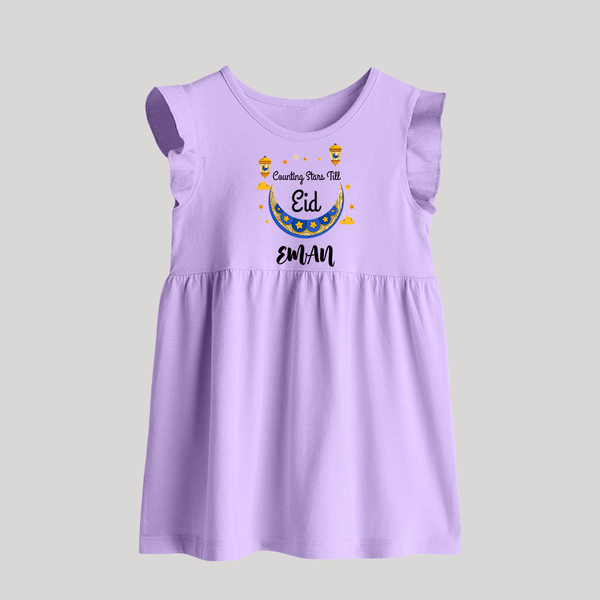 Counting Stars Till Eid Personalised Kids Baby Frock - LILAC - 0 - 3 Months Old (Chest 17")