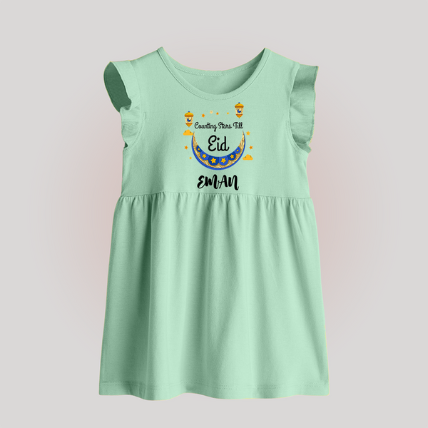 Counting Stars Till Eid Personalised Kids Baby Frock - MINT GREEN - 0 - 3 Months Old (Chest 17")