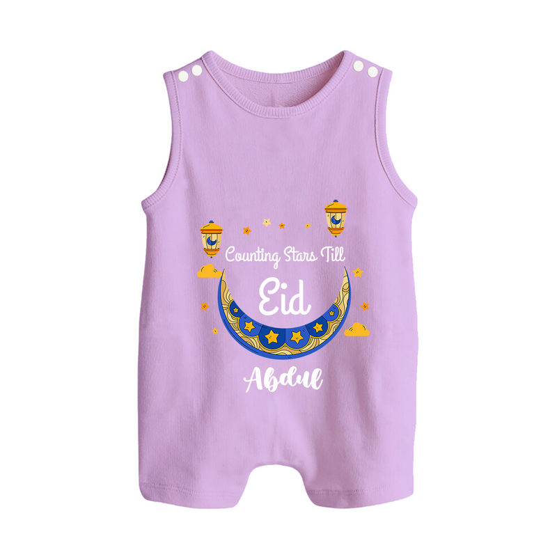  Counting Stars Till Eid - Ramadan Themed Customized Romper Suit For Babies With Name - LILAC - 0 - 5 Months Old (Chest 18")