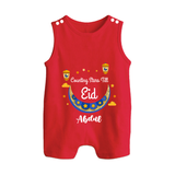  Counting Stars Till Eid - Ramadan Themed Customized Romper Suit For Babies With Name - RED - 0 - 5 Months Old (Chest 18")