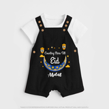  Counting Stars Till Eid - Ramadan Themed Customized Dungaree Set For Kids With Name - BLACK - 0 - 5 Months Old (Chest 18")