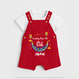  Counting Stars Till Eid - Ramadan Themed Customized Dungaree Set For Kids With Name - RED - 0 - 5 Months Old (Chest 18")