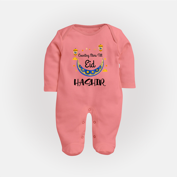 Counting Stars Till Eid Personalised Kids Fullbody Suit - PEACH - New Born (Chest 7.5")