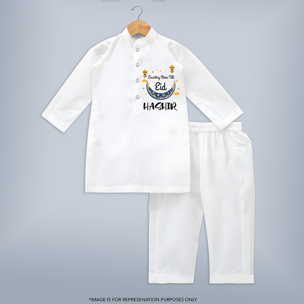 Counting Stars Till Eid Personalised Kids Kurta - WHITE - 3 - 6 Months Old (Chest 24", Kurta Length 14'', Waist 19", Pant Length 14")