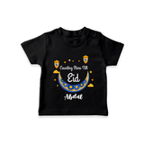  Counting Stars Till Eid - Ramadan Themed Customized T-Shirt For Kids With Name - BLACK - 0-5 Months Old (Chest 17")