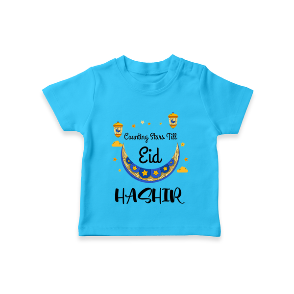 Counting Stars Till Eid Personalised Kids T-Shirt - SKY BLUE - 0-5 Months Old (Chest 17")