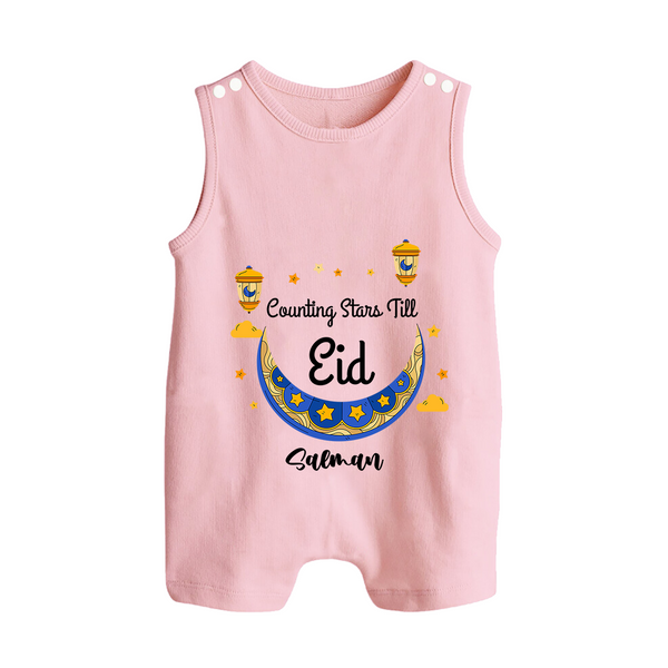  Counting Stars Till Eid - Ramadan Themed Customized Romper Suit For Babies With Name - BABY PINK - 0 - 5 Months Old (Chest 18")